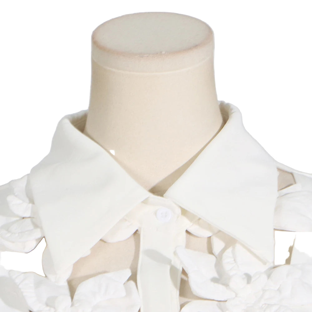 Robe Longue Femme - Col Chemise Manches Courtes Taille Haute