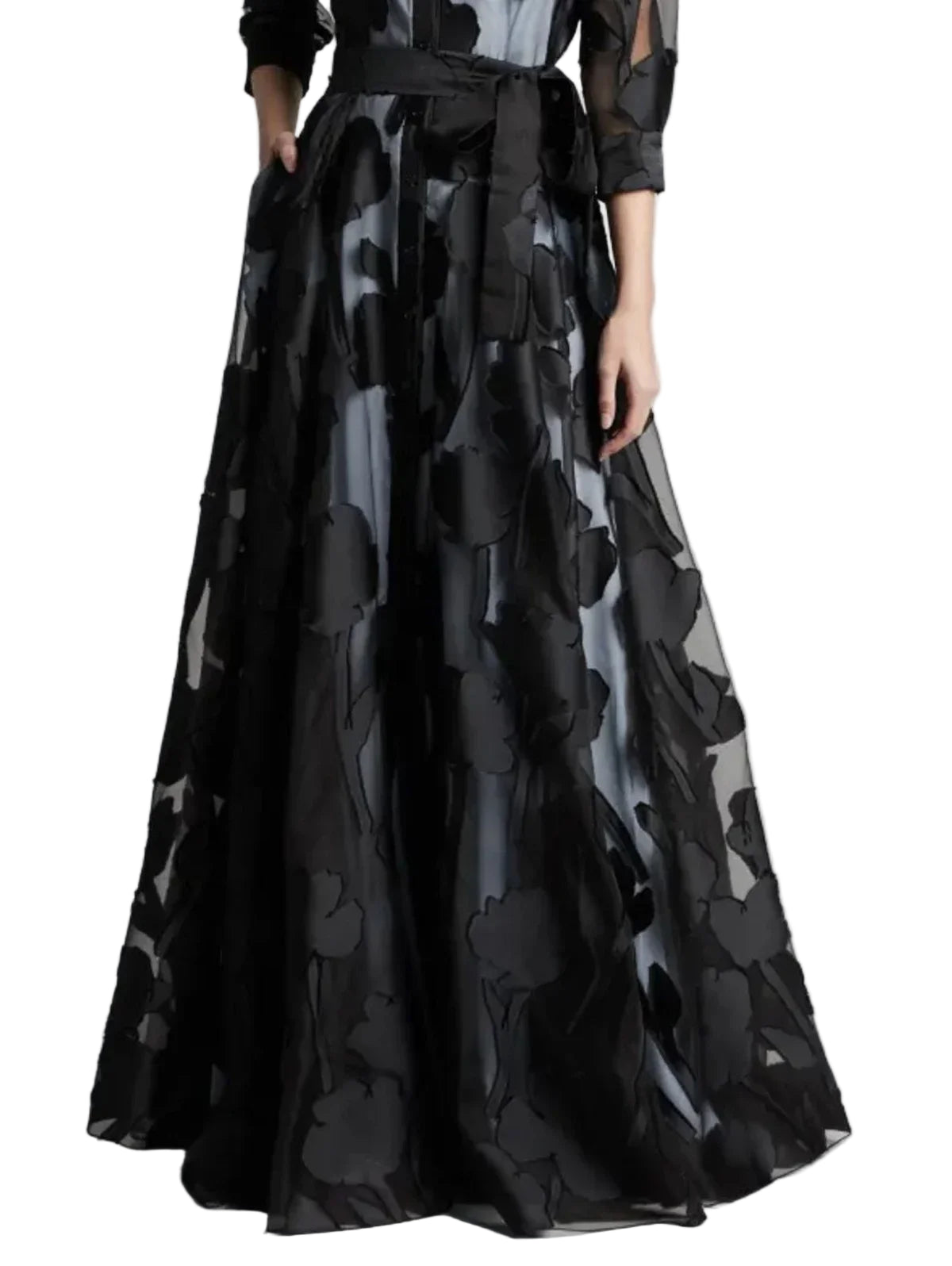 Robe Longue Transparente à Motifs Floraux