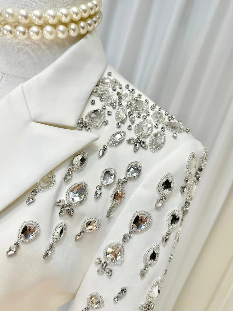 Blazer à Perles et Boutons Bijou