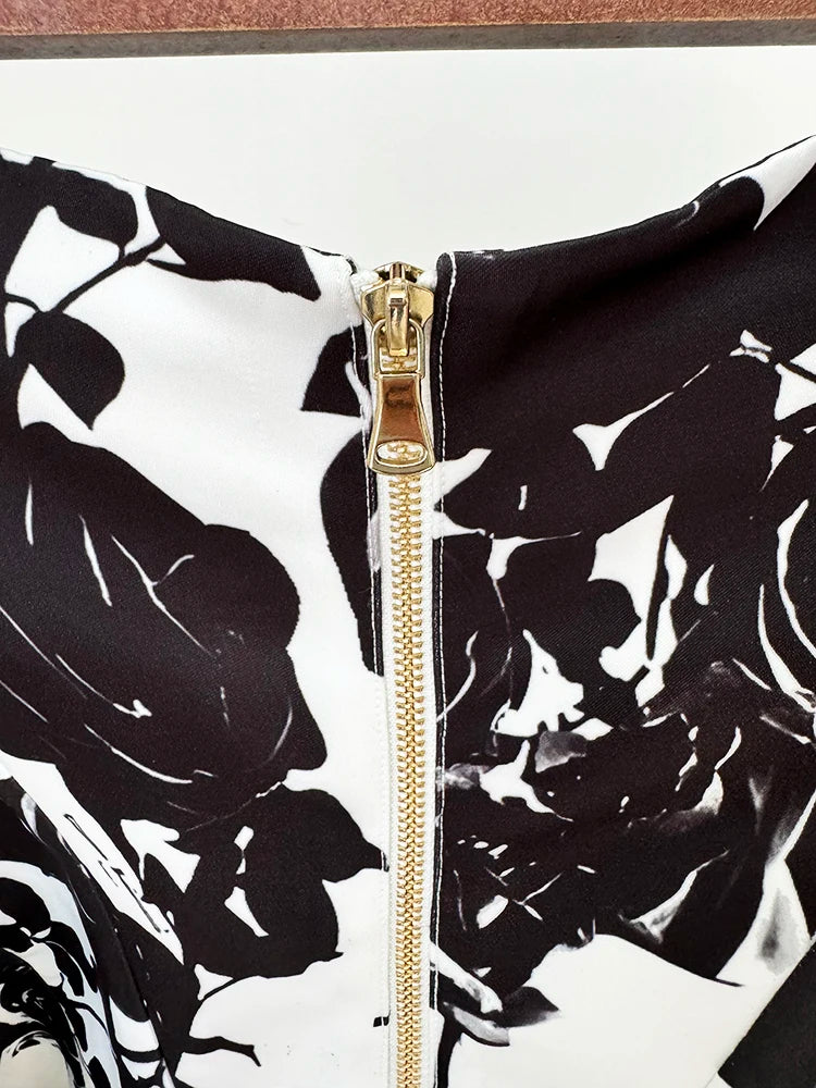 Jupe Courte Imprimée à Boutons