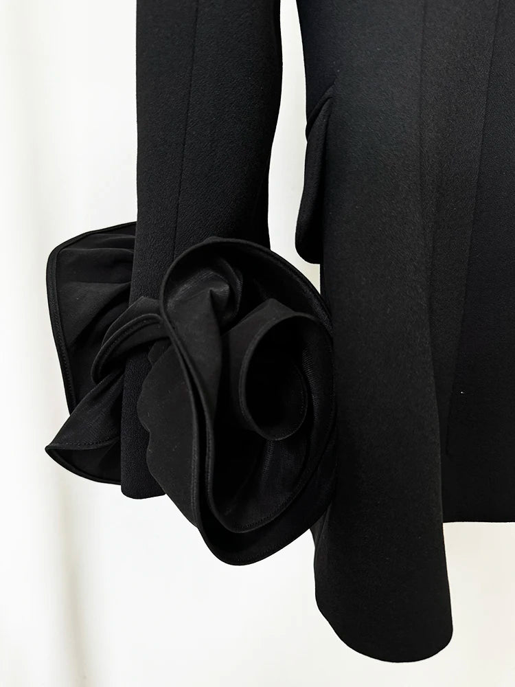 BLAZER NOIR ORNE DE FLEURS