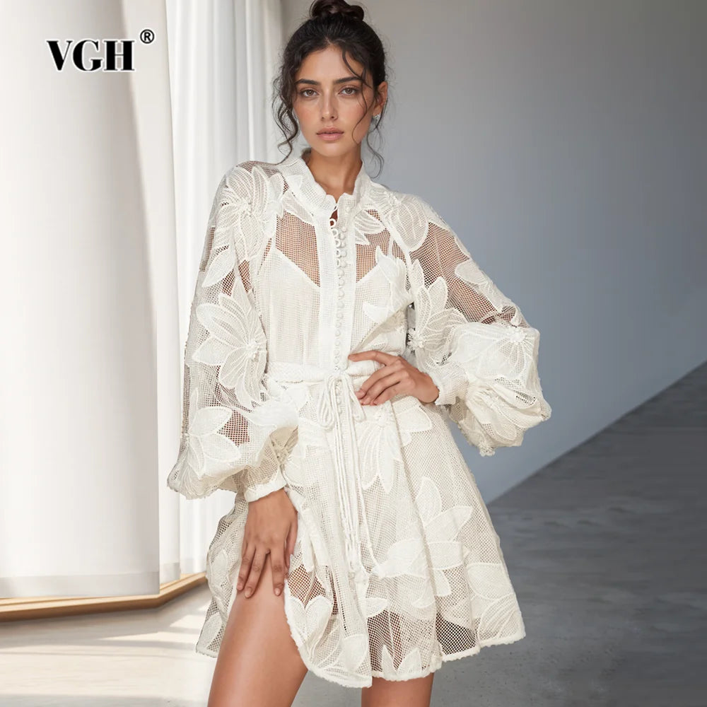 Robe chemise en dentelle
