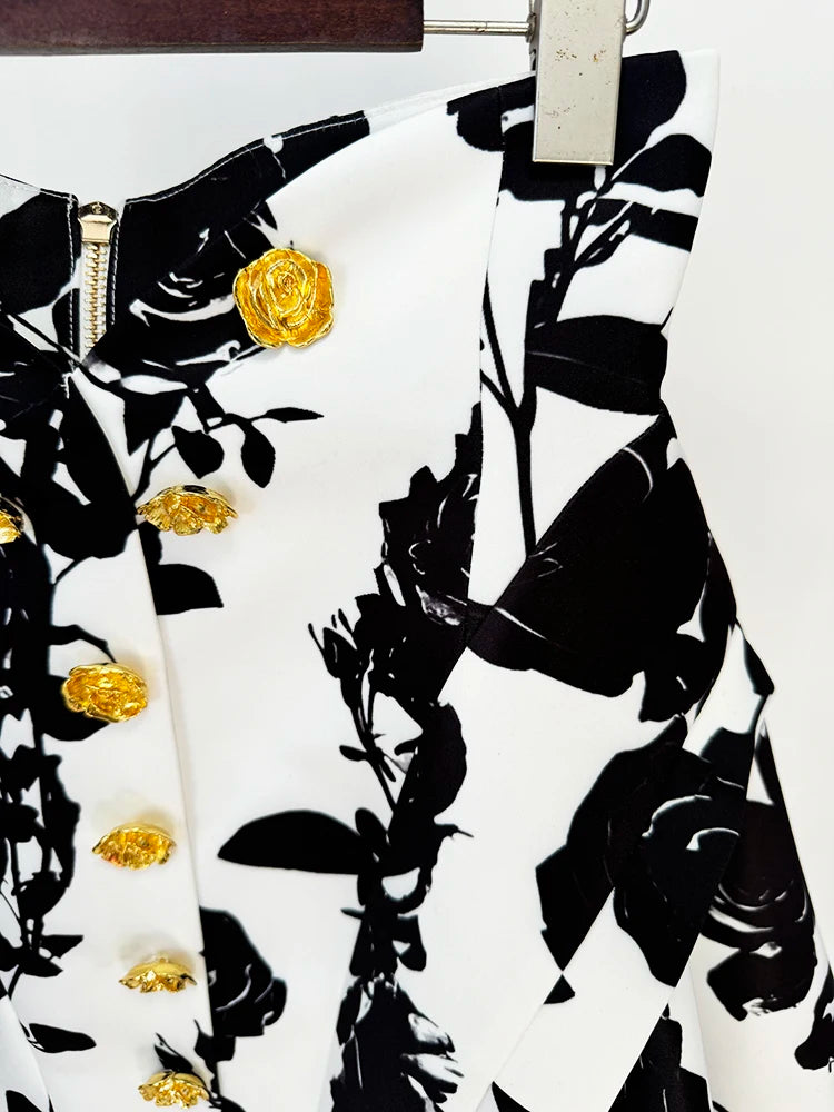 Jupe Courte Imprimée à Boutons