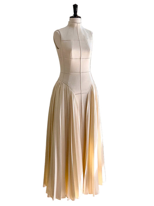 Robe Longue Plissée Sans Manches