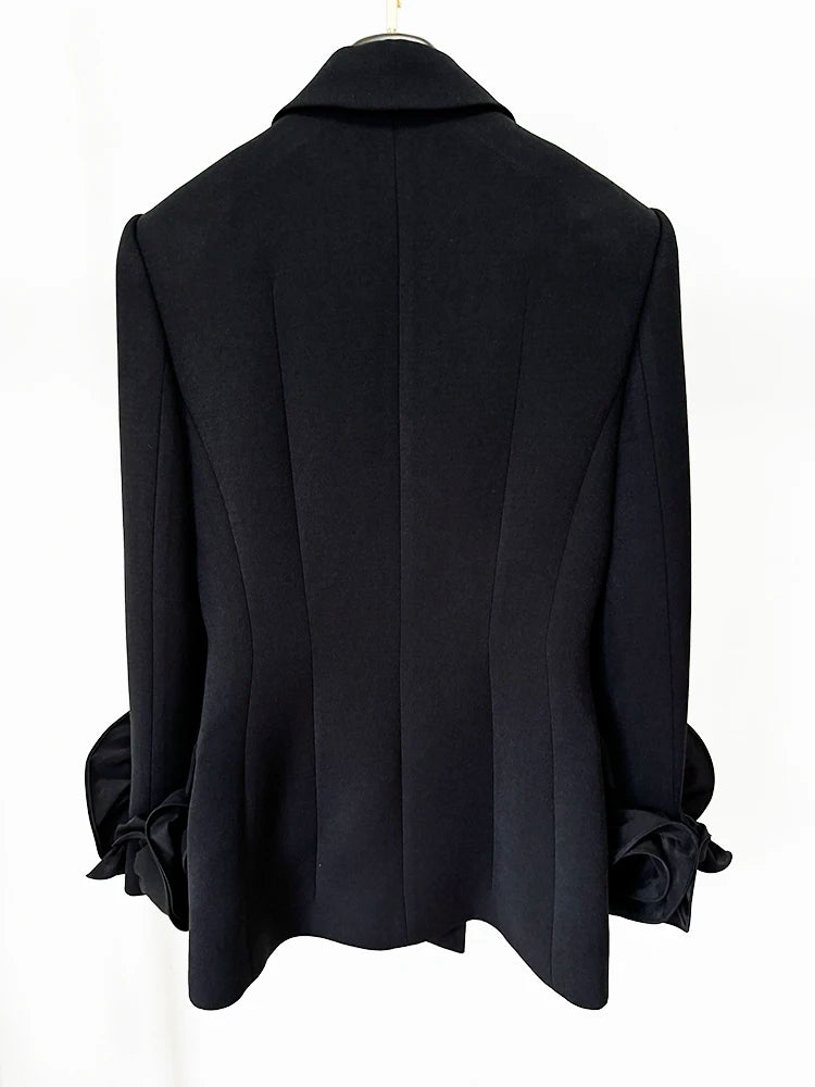 BLAZER NOIR ORNE DE FLEURS
