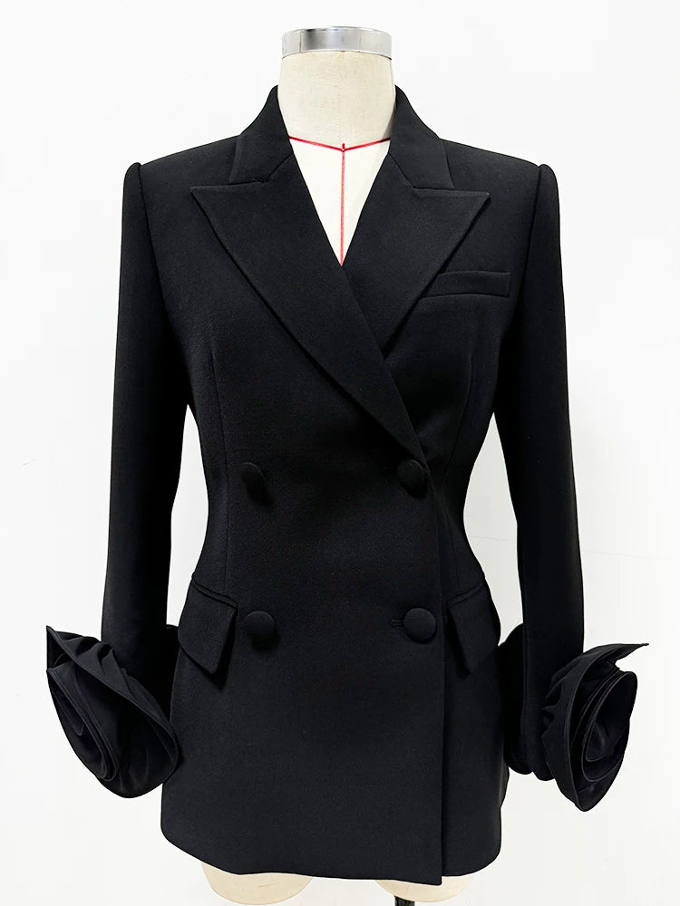 BLAZER NOIR ORNE DE FLEURS