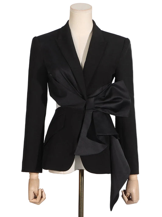 Blazer Slim à Nœud Élégant