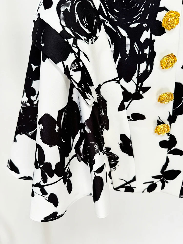 Jupe Courte Imprimée à Boutons