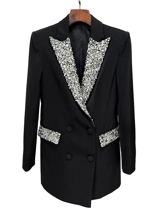 Robe-Blazer Noire à Cristaux