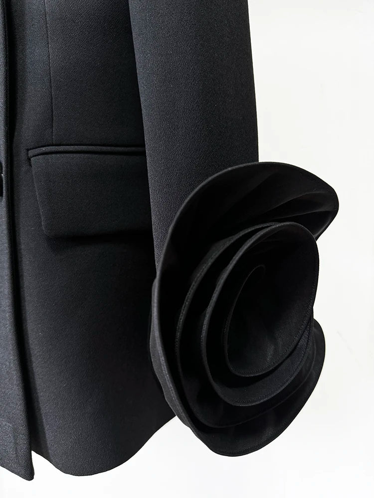 BLAZER NOIR ORNE DE FLEURS