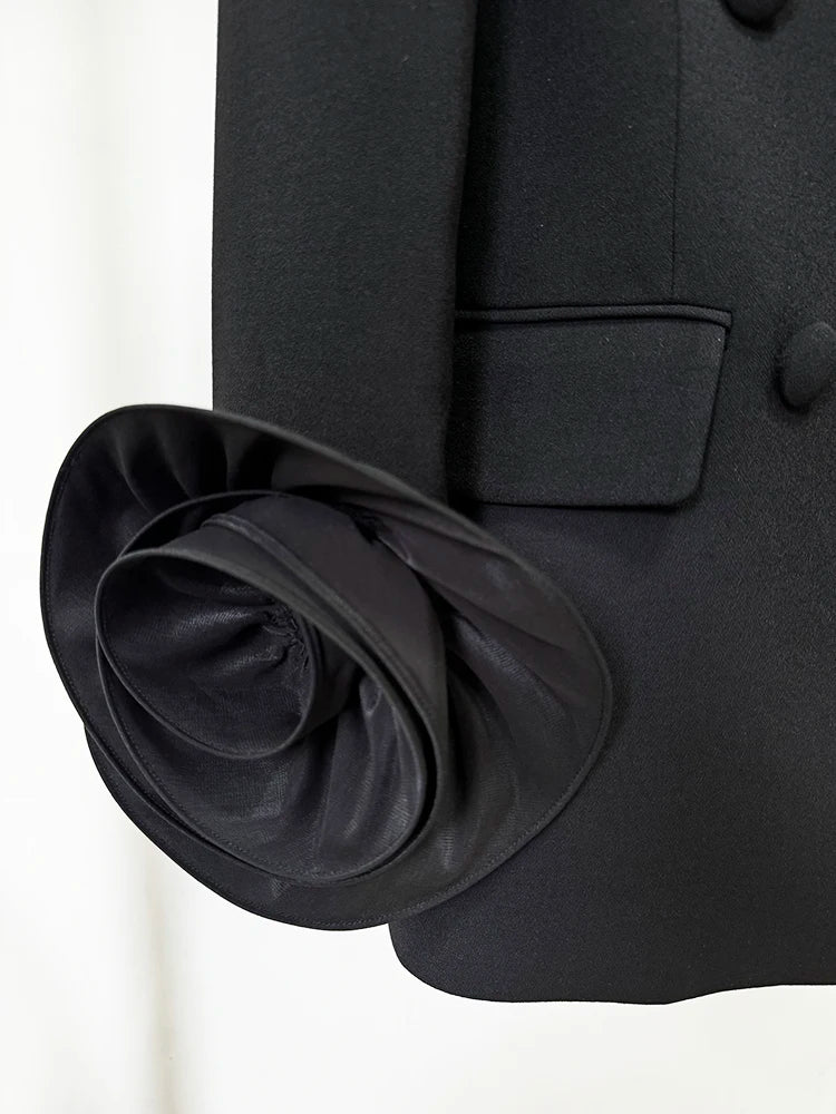 BLAZER NOIR ORNE DE FLEURS