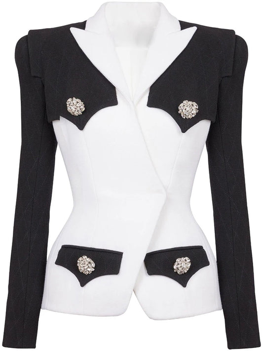 Blazer Patchwork Slim Boutonné