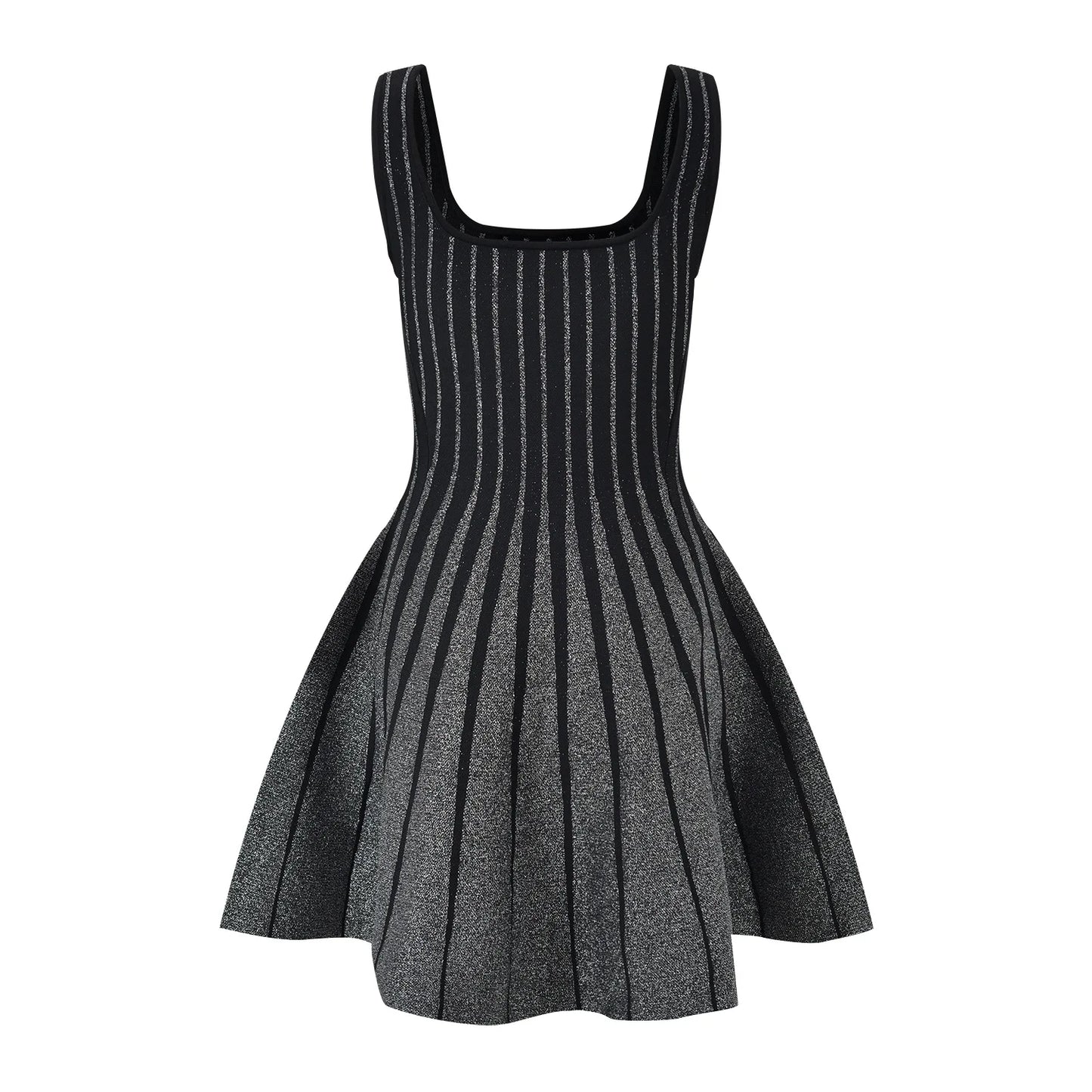 2024 Autumn Vintage Style High Quality Lady Sleeveless O-neckline Women Mini Short Knitted A-line Striped Dress